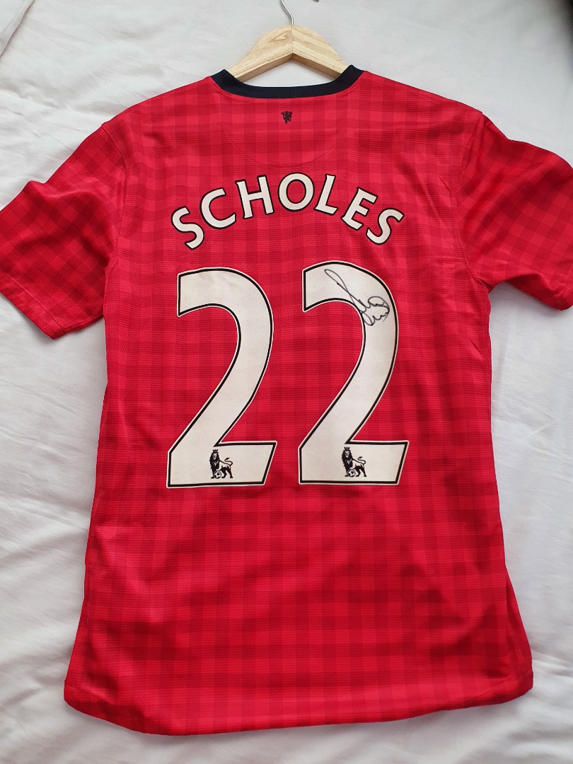 Manchester United 12 13 Paul Scholes signed signature Home Jersey