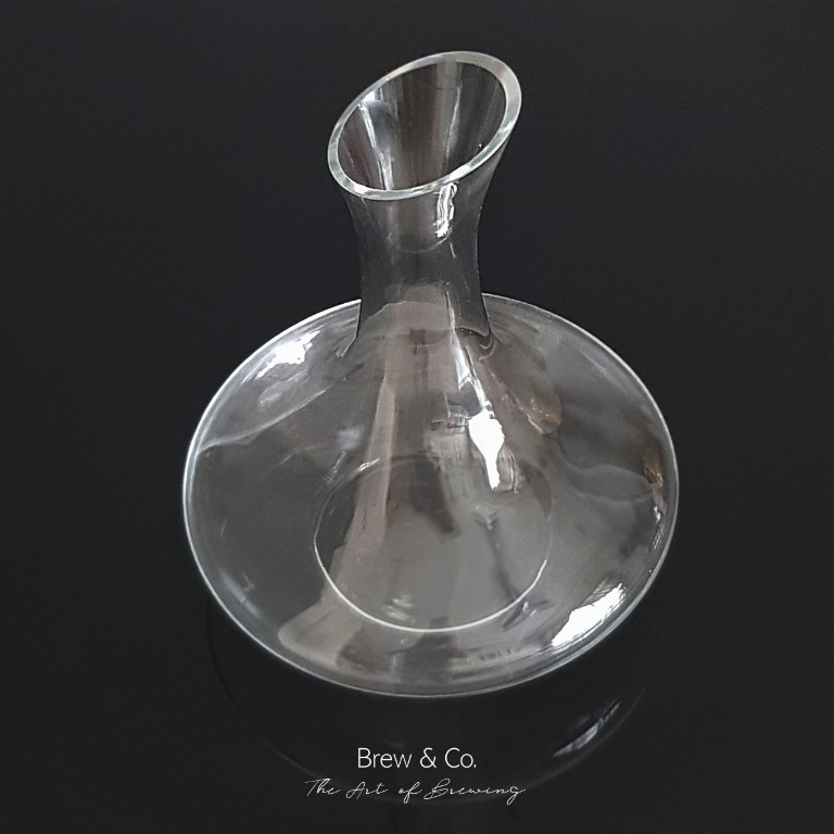 Wine Decanter Carafe Wide Base Tall Angled Spout Thick Borosilicate Glass Full Medium