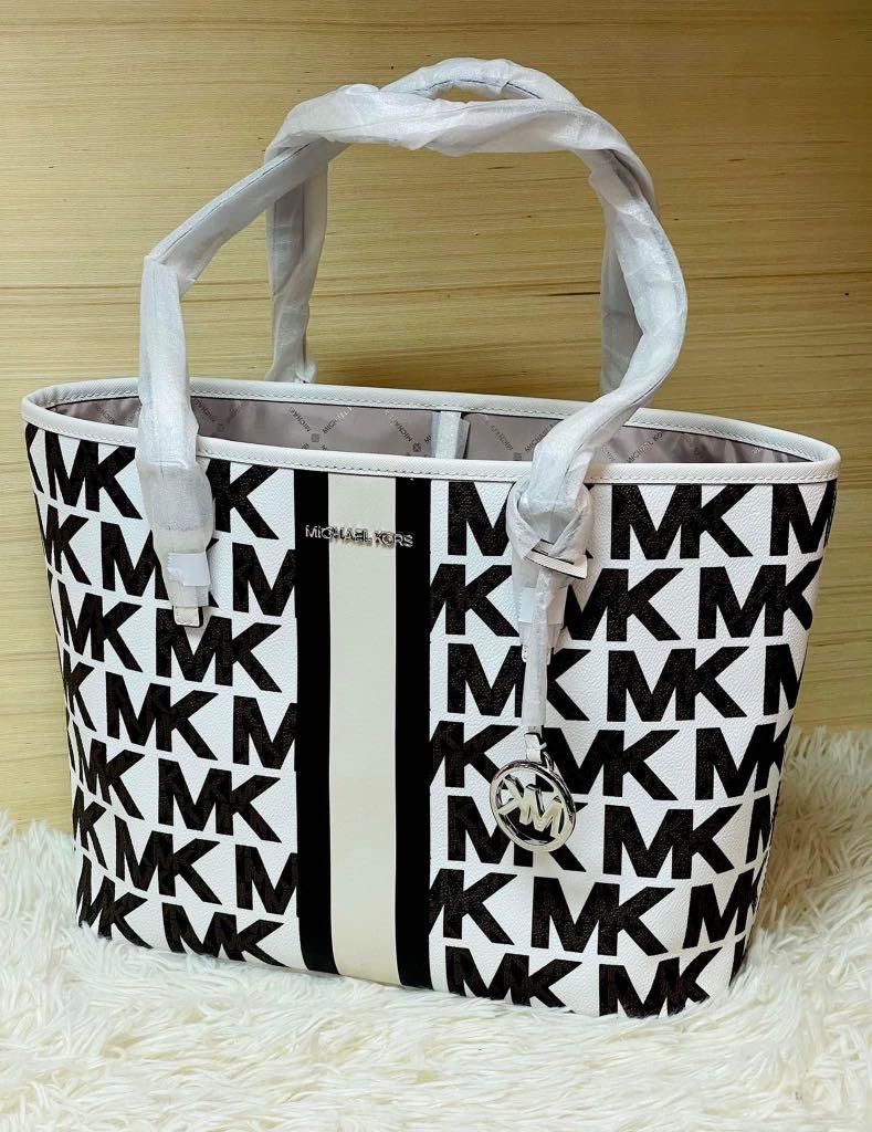 ORIGINAL MICHAEL KORS JET SET TRAVEL MEDIUM TOTE OPTIC WHITE