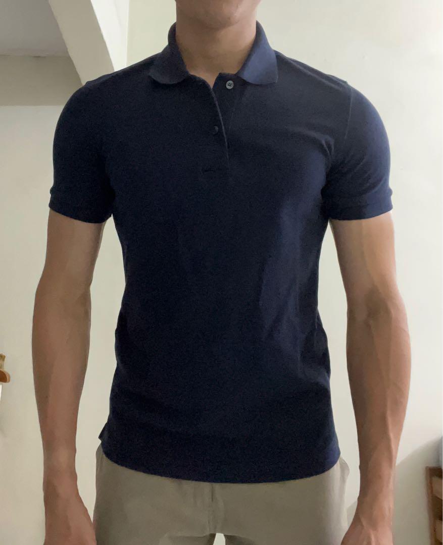 OxWhite Slim Fit Polo Tee - Navy, Men's 