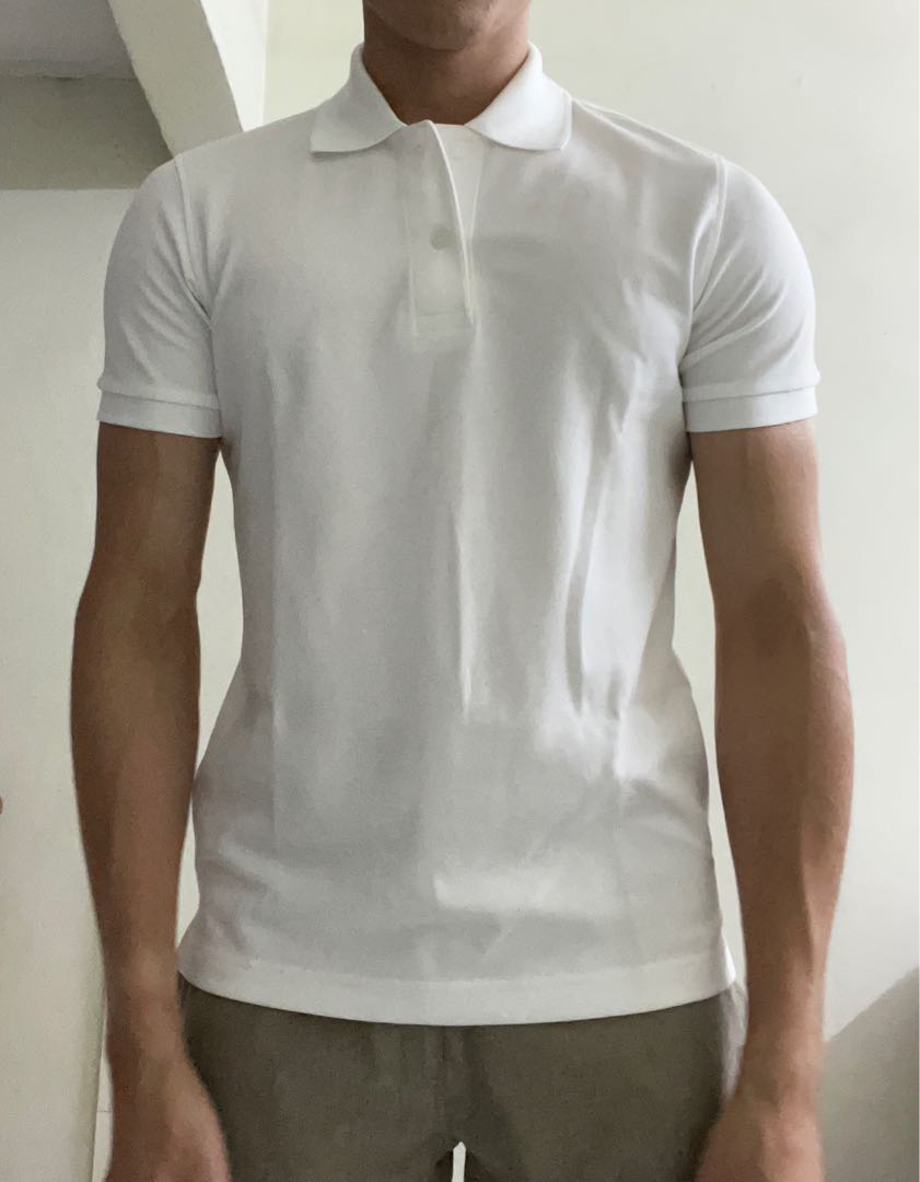 OxWhite Slim Fit Polo Tee - White, Men 