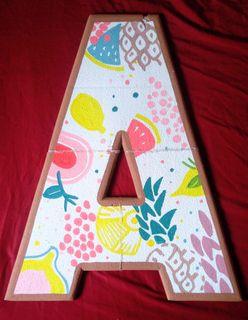 Party decor styrofoam letter A standee. Fruits design.