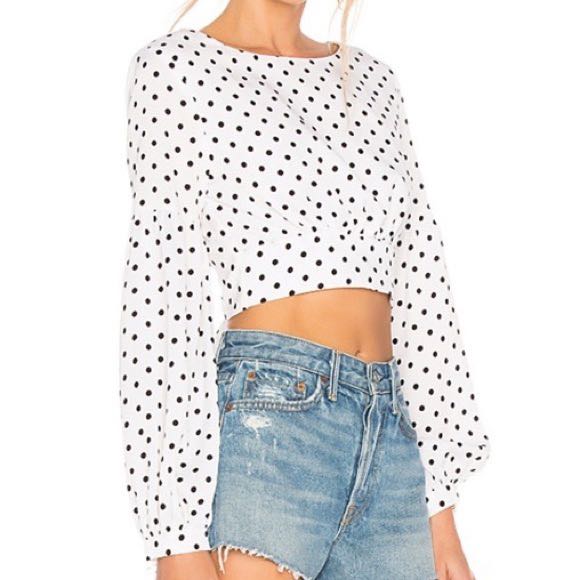 Polka Dot Long Sleeve Crop Top Women S Fashion Clothes Tops On Carousell