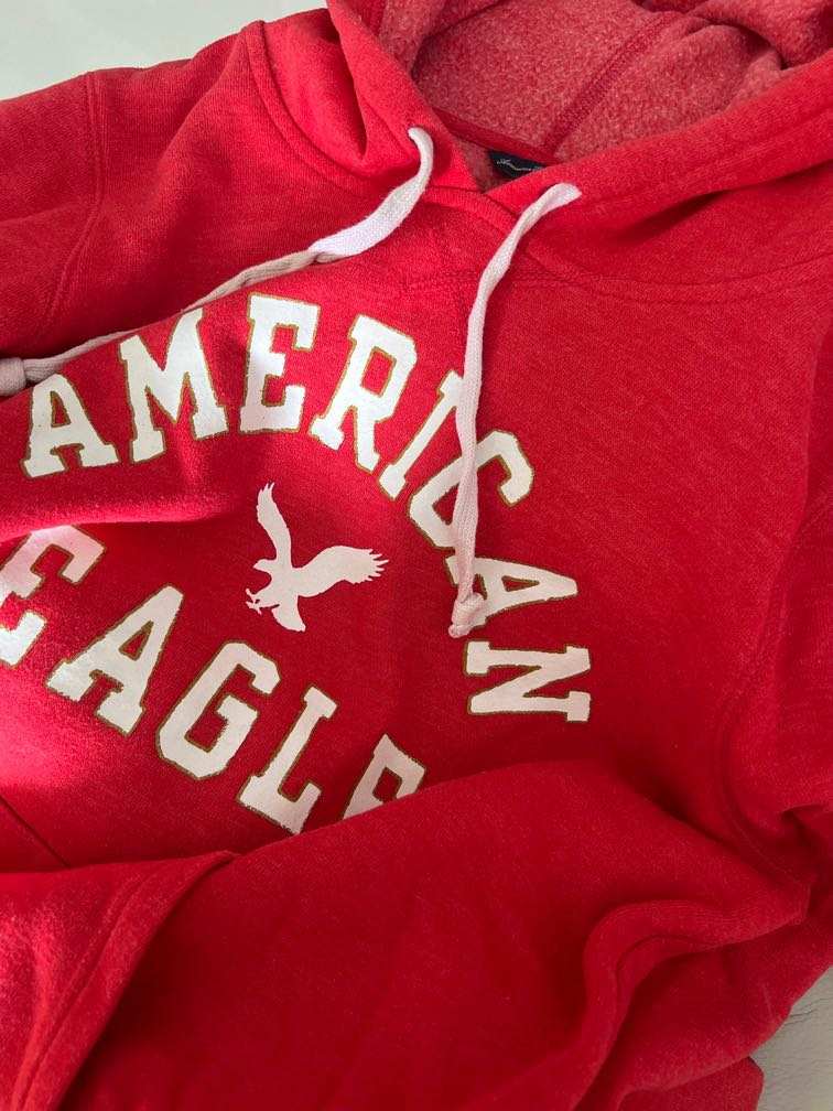 Red american eagle hoodie hotsell