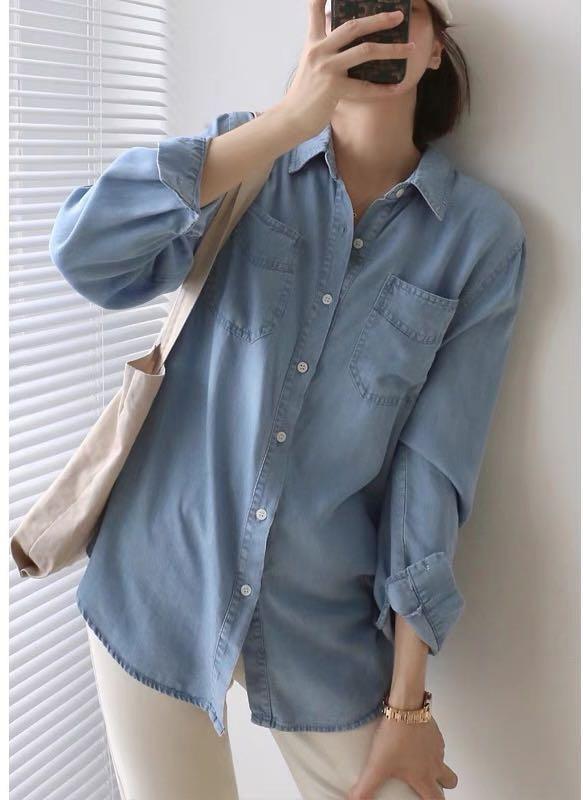 Serena Tencel Denim Shirt (Category: Longsleeves) located in Singapore. Submitted by mommystote (Listing ID 1141275913, Image 2). Description: ✨ Serena Tencel Denim Shirt ✨ Preorder • arrives in about two weeks Classic denim shirt in a soft comfy tensely denim fabric . Timeless in style , this is great for all your round wearing . Wear it on its own or as a jacket . Material is not thick and perfect for our weather Available in 2 colors Light blu