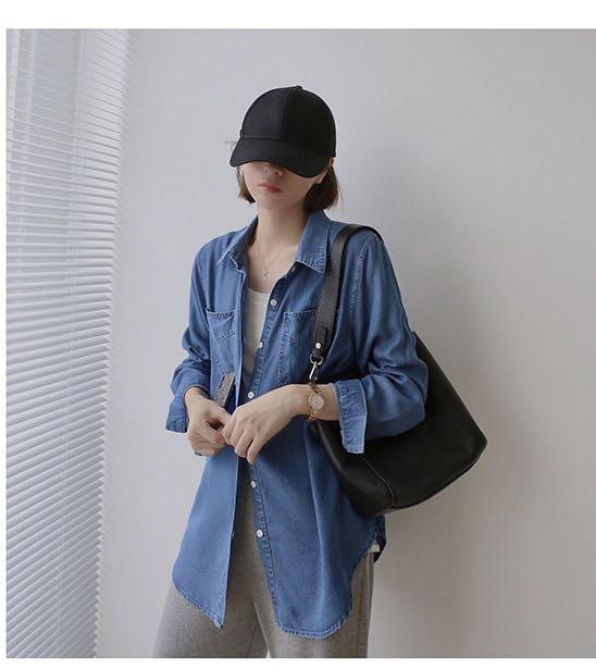 Serena Tencel Denim Shirt (Category: Longsleeves) located in Singapore. Submitted by mommystote (Listing ID 1141275913, Image 3). Description: ✨ Serena Tencel Denim Shirt ✨ Preorder • arrives in about two weeks Classic denim shirt in a soft comfy tensely denim fabric . Timeless in style , this is great for all your round wearing . Wear it on its own or as a jacket . Material is not thick and perfect for our weather Available in 2 colors Light blu