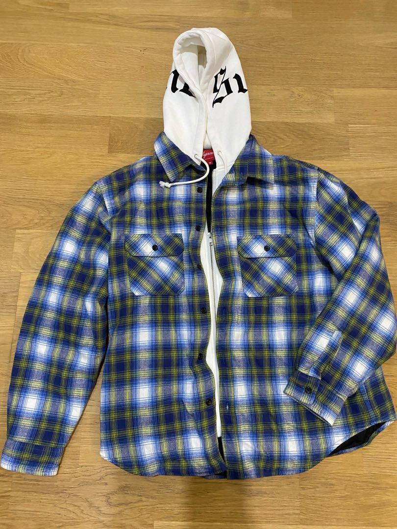 Supreme Checker Hooded Flannel Zip-up Shirt FW21, 名牌, 服裝