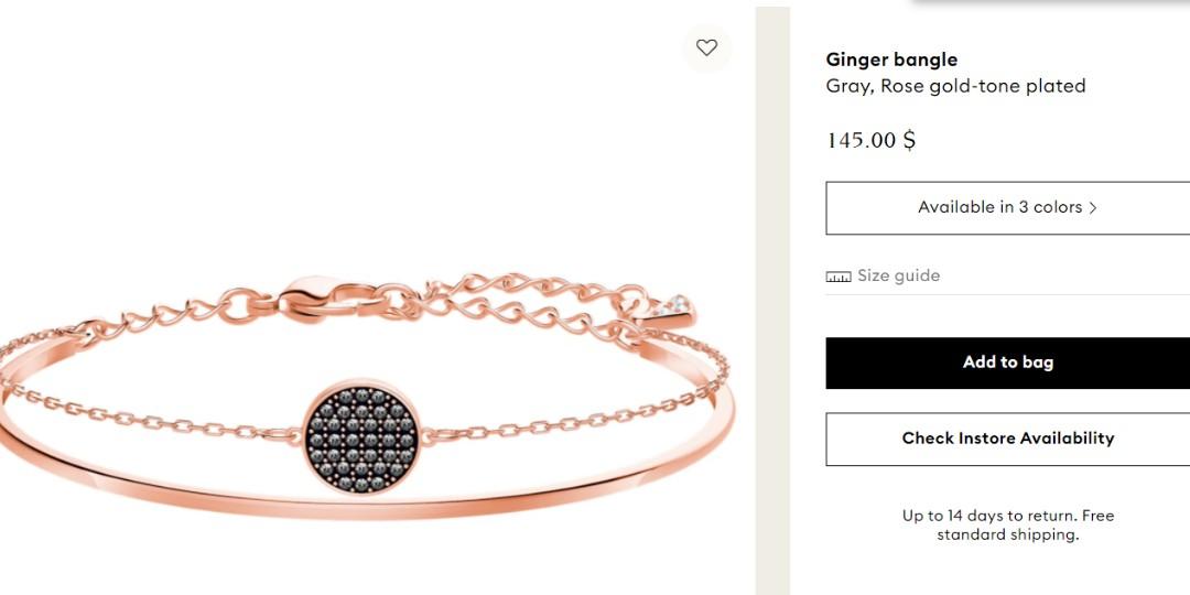 Swarovski Ginger bangle rose gold plated Women s Fashion Jewelry