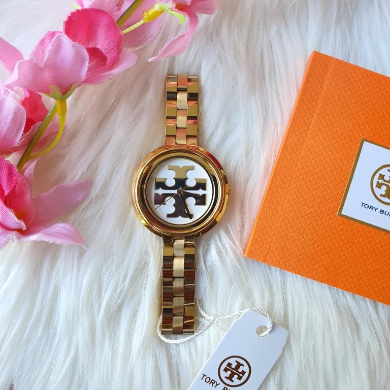 Tory Burch Miller Three Hand with Double T Logo White Dial Gold Tone  Women's Stainless Steel Bracelet Watch, Women's Fashion, Watches &  Accessories, Watches on Carousell