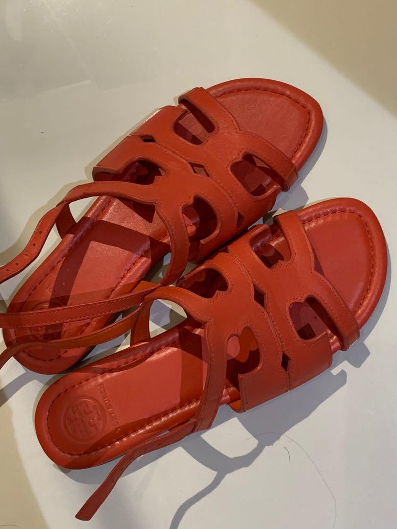 Tory Burch poppy red sandals, Women's Fashion, Footwear, Sandals on  Carousell