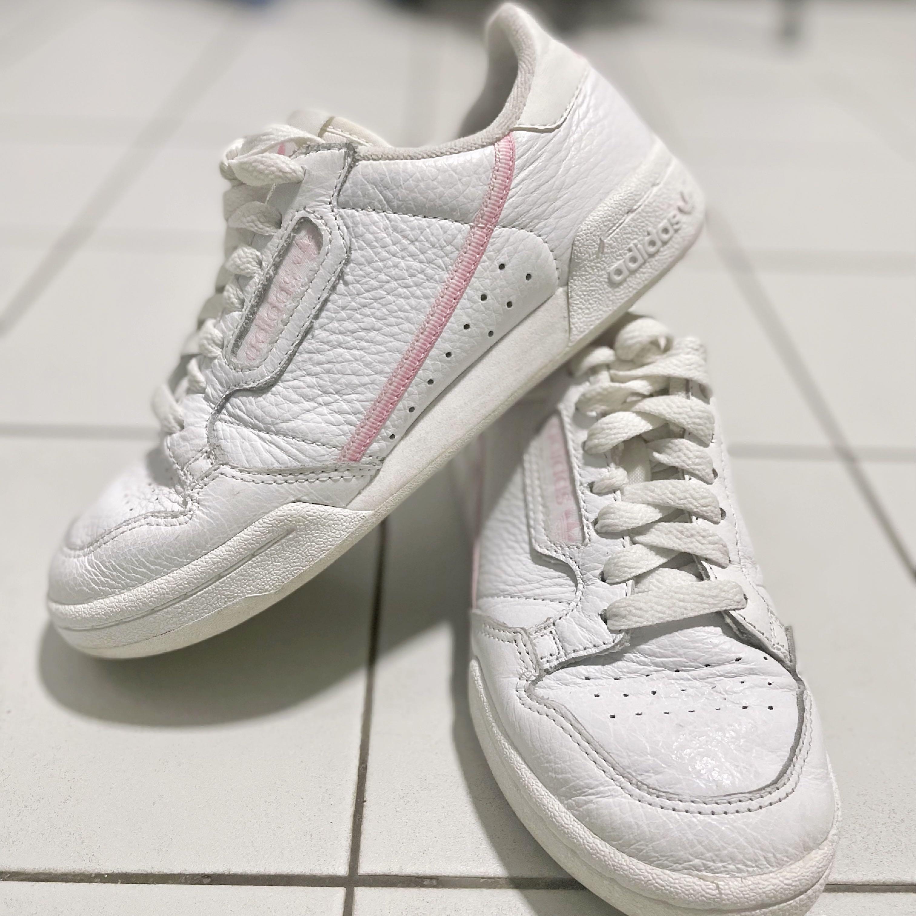 White shoes white sneaker US 5 adidas Originals white and pink Continental 80 trainers