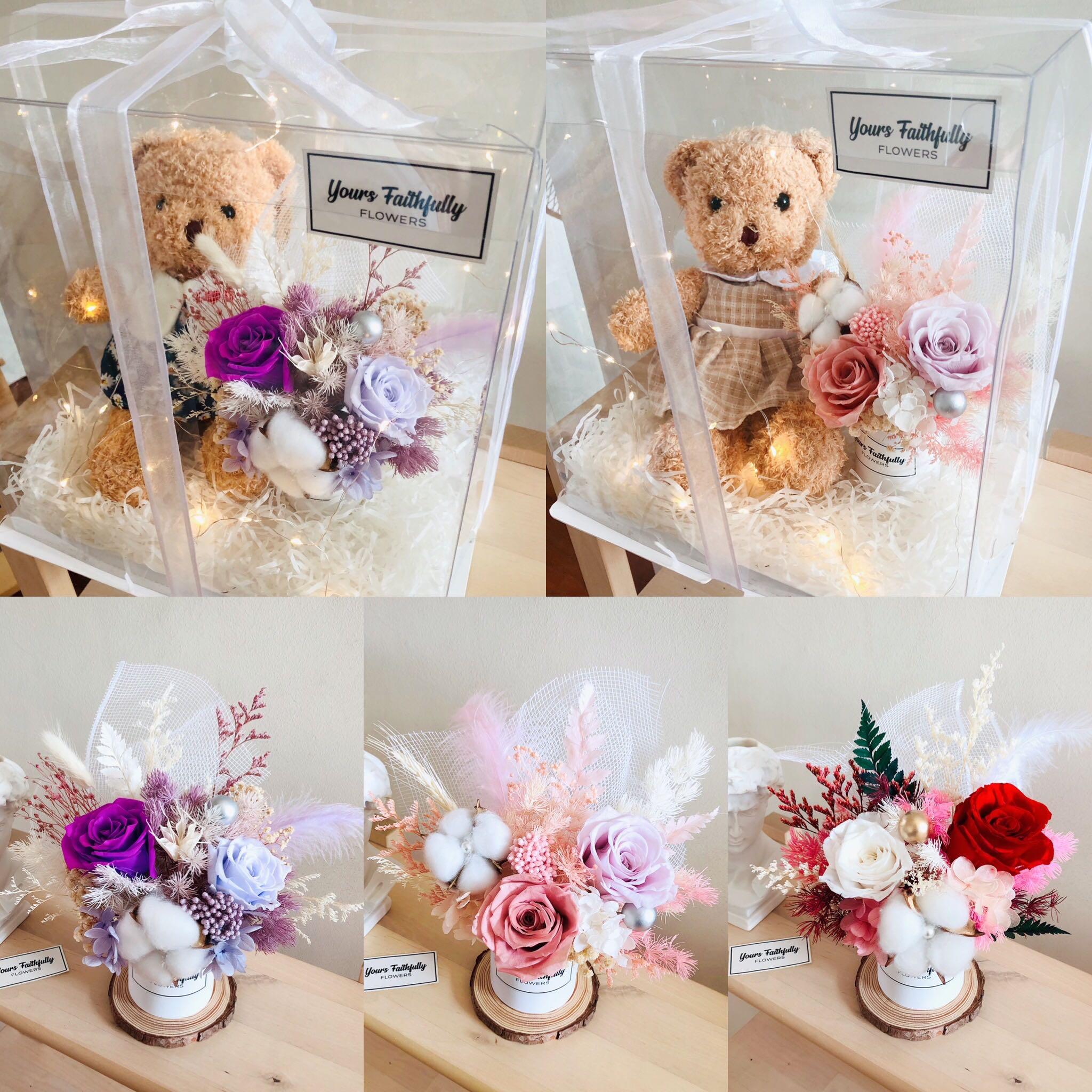 V Day Last Call Dearest Love Preserve Flower Bouquet Teddy Bear Flower Box 情人节永生花盒 情人节永生花束 太极熊永生花盒 永生玫瑰花 Flower Delivery Hobbies Toys Stationery Craft Flowers Bouquets On Carousell