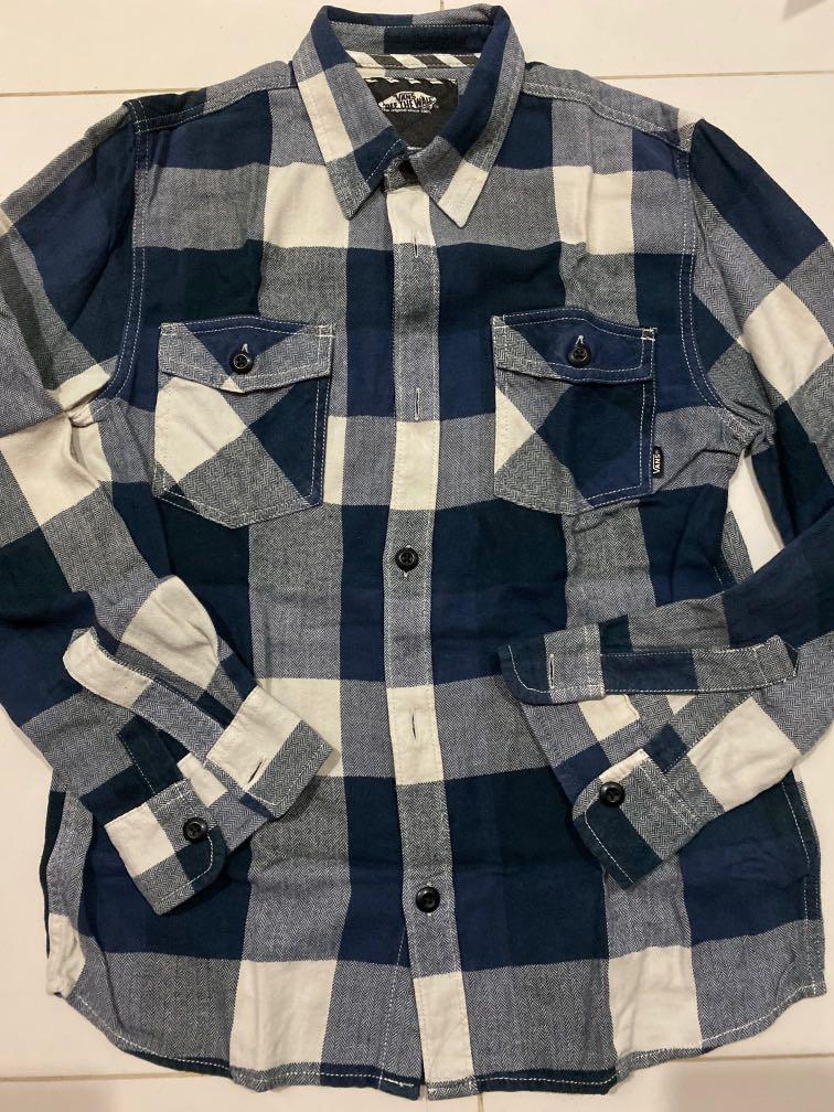 Vans Blue Checkered Shirt Men s Fashion Tops Sets Tshirts