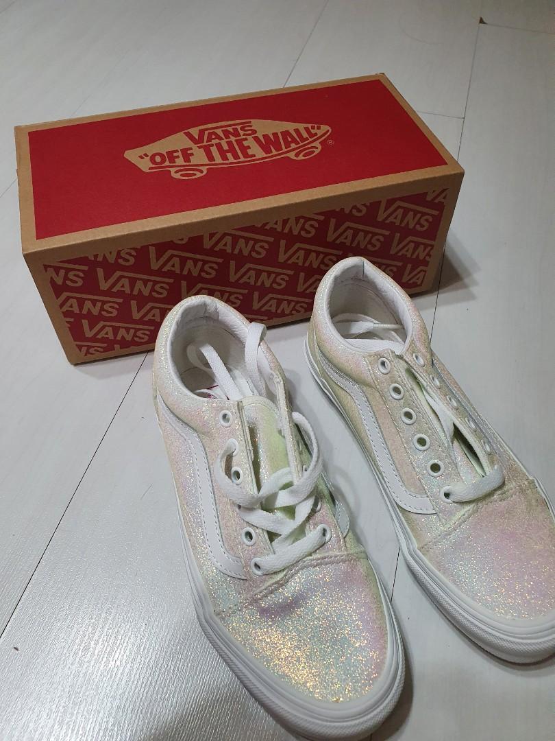 Vans Kids Old Skool UV Glitter Pink Tr White Size 3.0 Kids