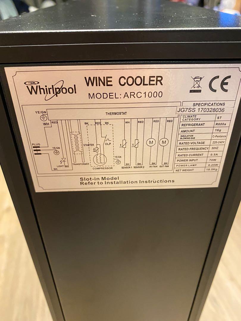Whirlpool wine cooler Arc 1000, 家庭電器, 廚房電器, 酒窖及存倉 Carousell