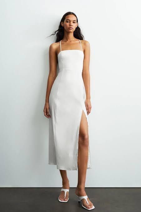 Zarah strapless high slit midi dress 2025