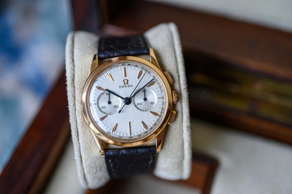 1958 Omega ref 2872 Chronograph 18k Rose Gold, Luxury, Watches on Carousell