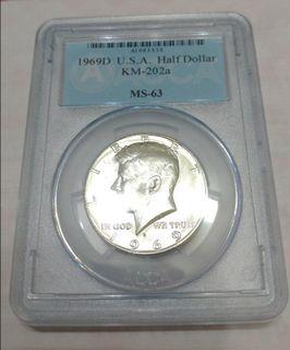 1969-D甘迺迪Half Dollar銀幣

ACCA鑑定幣