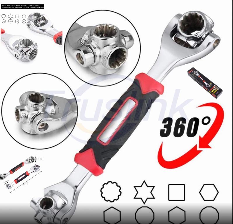 48 in 1 Wrench Set Universal Ratchet Spanner 250mm 360 Degree Handheld ...