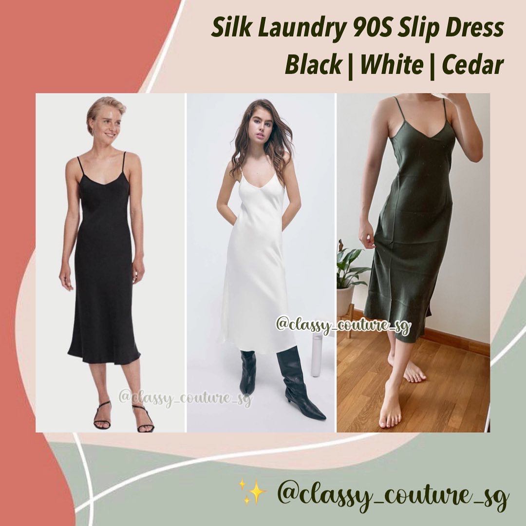 Silk Laundry 90S SLIP DRESS - BLACK