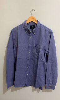 AMERICAN EAGLE shirt size L kemeja oxford pria biru blue