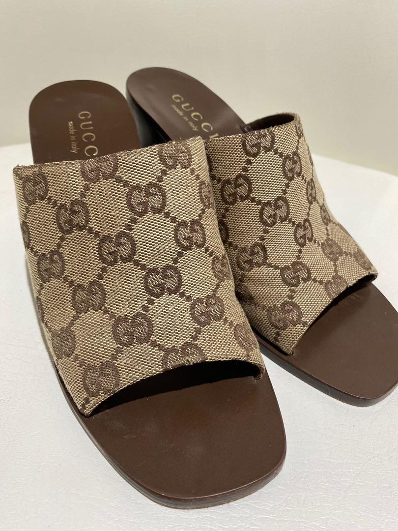 Gucci women's genuine leather slide sandals Clearance