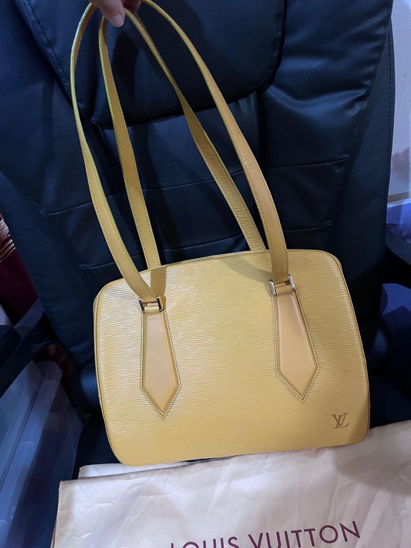 💯Authentic LV EPI Voltaire bag in yellow (Category: Luxury Bags & Wallets) located in Quezon City. Submitted by KK_declutterluxx (Listing ID 1144646483, Image 2). Description: Super pretty! But of course it has signs of use..please check all photos!!! Posted na po lahat.. - check the photos, meron flaw kaya mura 💯authentic With dustbag A little tarnish na yung zipper puller pero the bag looks elegant pa rin Sf sagot ni buyer! Bank xfer only.