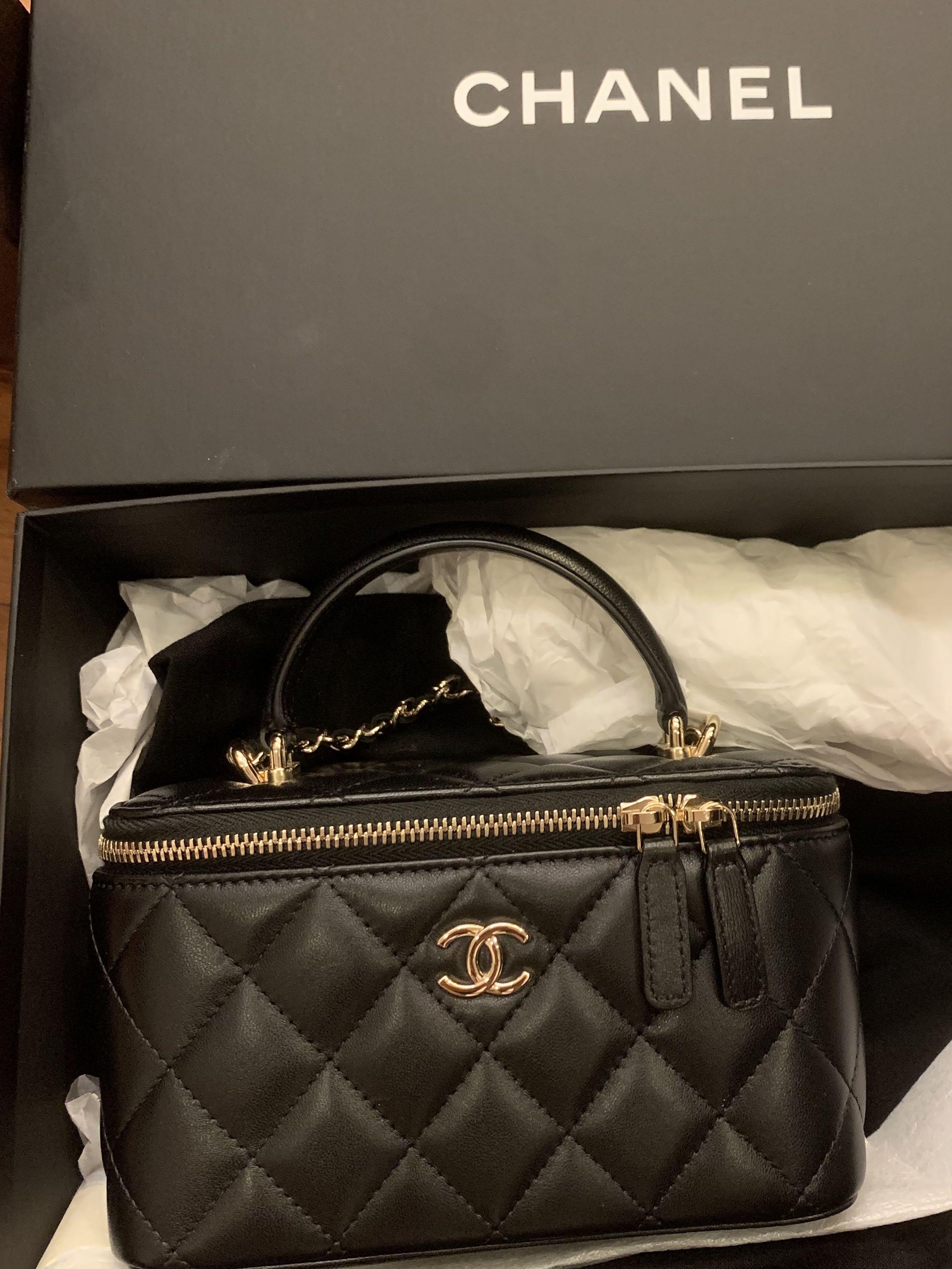 Chanel Vanity bag on chain with top handle, Luxury, Bags & Wallets