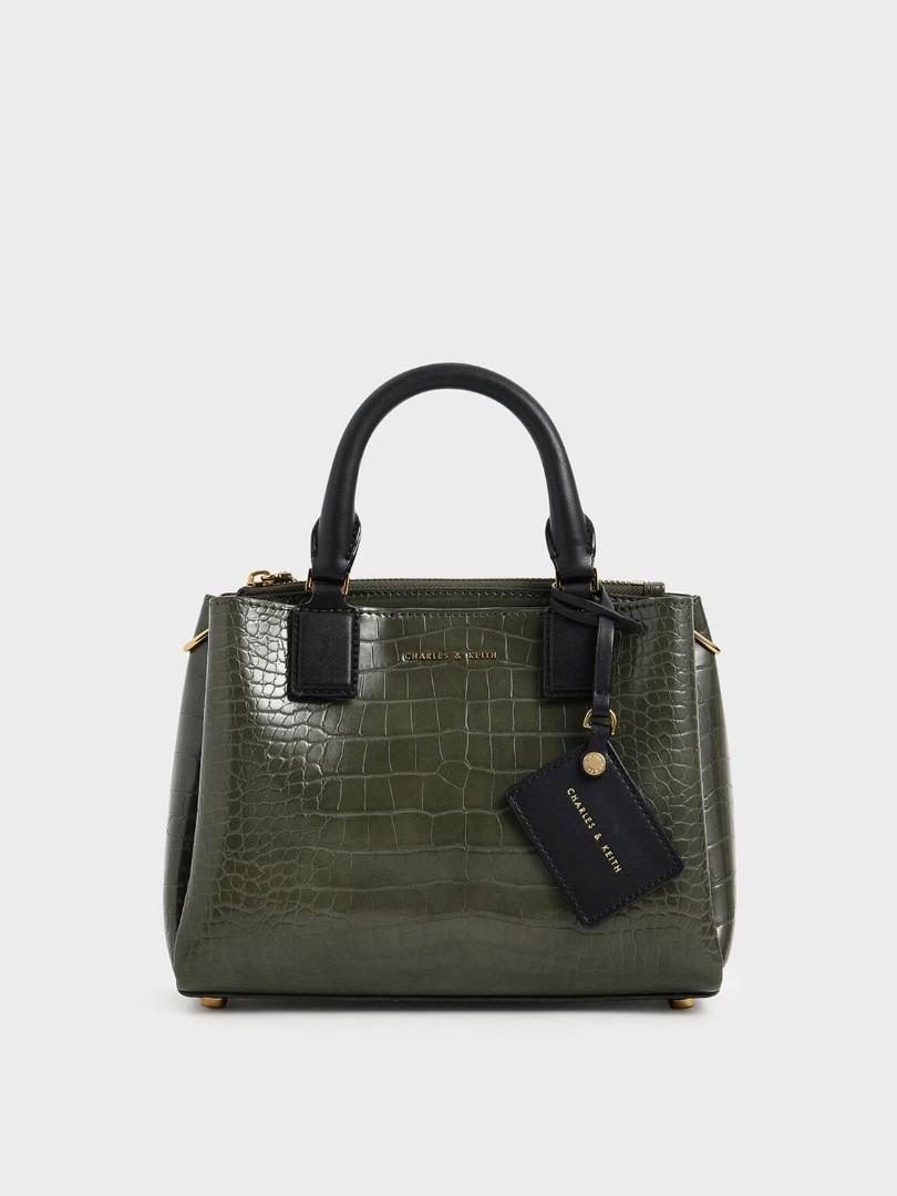 Charles Keith Croc Effect Structured Bag Women s Fashion Bags