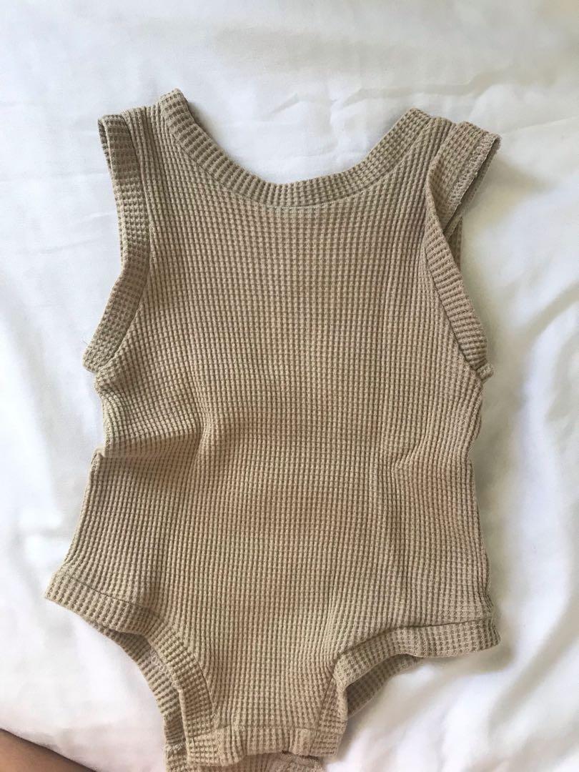 Cinnamon Baby Waffle Onesie, Babies & Kids, Babies & Kids Fashion on