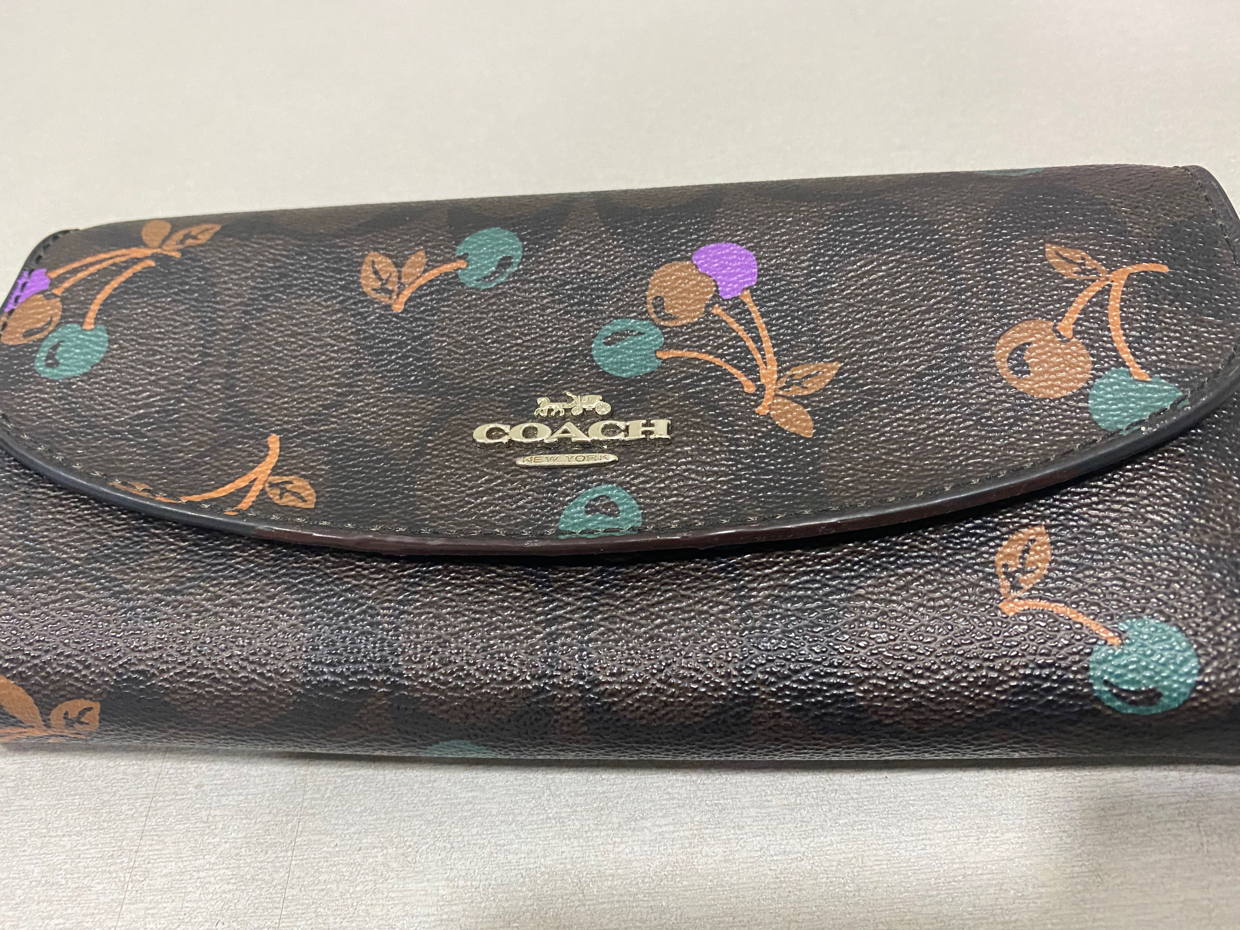 Coach Cherry Print Signature Slim Envelope wallet, Women's Fashion