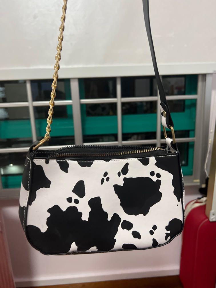 Cow print top baguette bag