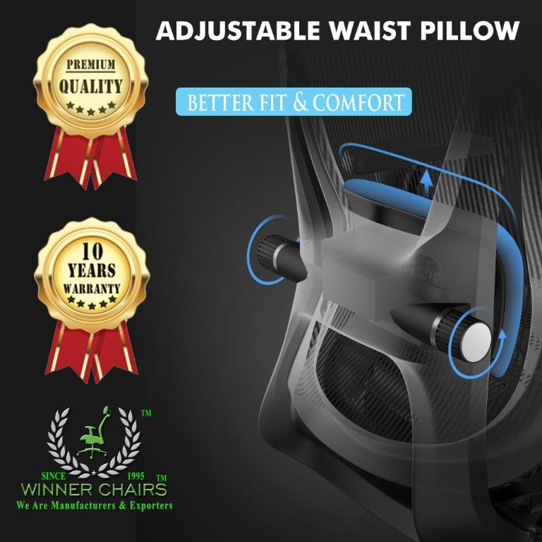 Ergonomic Office Chair 3283DALU BLK (10 Years Warranty ), Furniture