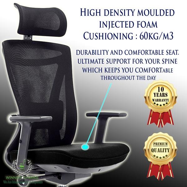 Ergonomic Office Chair 3283DALU BLK (10 Years Warranty ), Furniture
