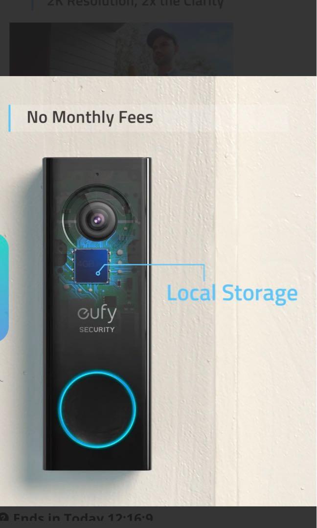 Eufy 2k Wired doorbell No Monthly Fees, Local Storage, Human Detection