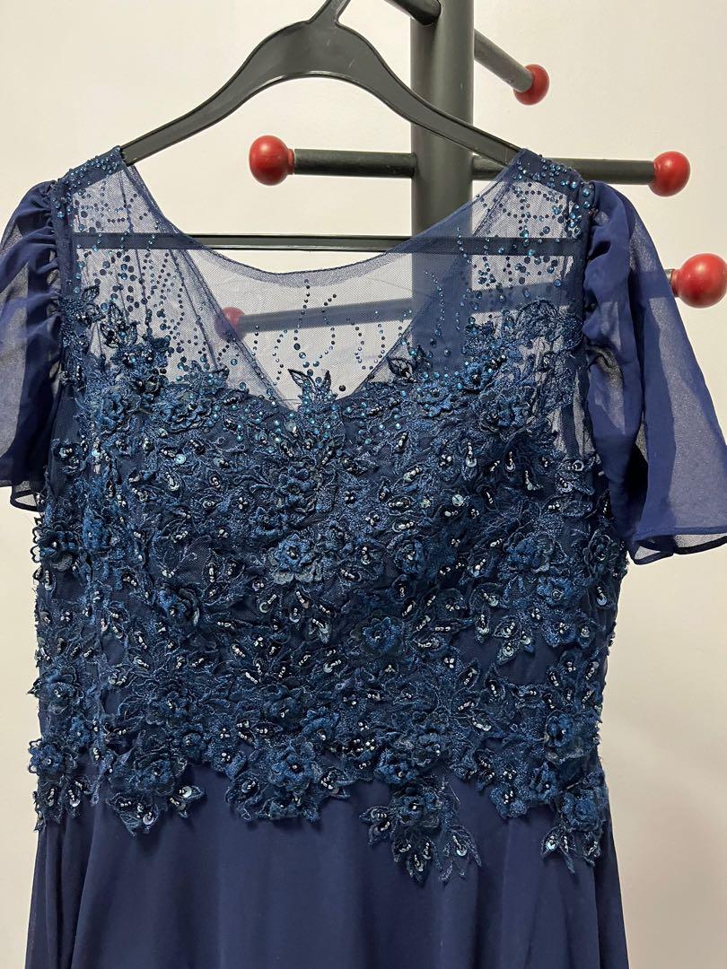 Evening Gown Navy Blue, Women's Fashion, Dresses Sets, Evening