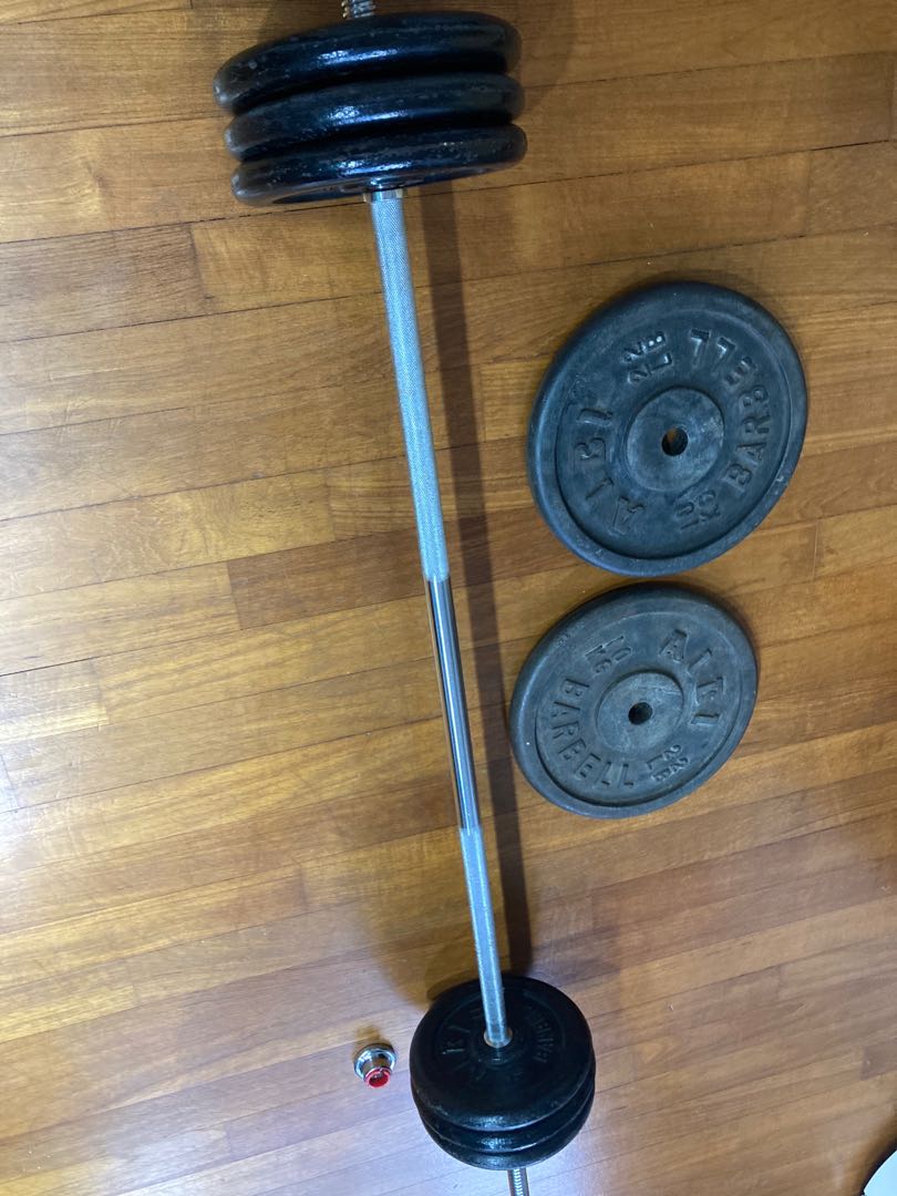 Full barbell set! 60kg, Sports Equipment, Exercise & Fitness, Weights