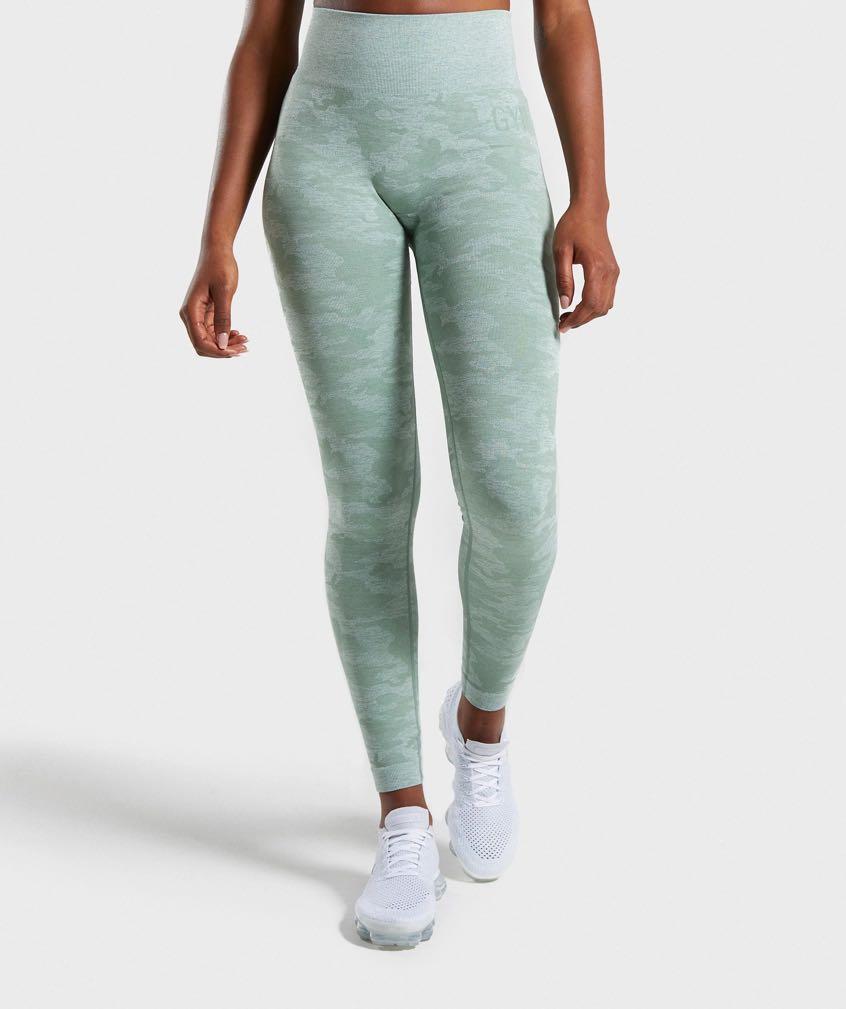 Gymshark Camo Seamless Leggings in Sage 