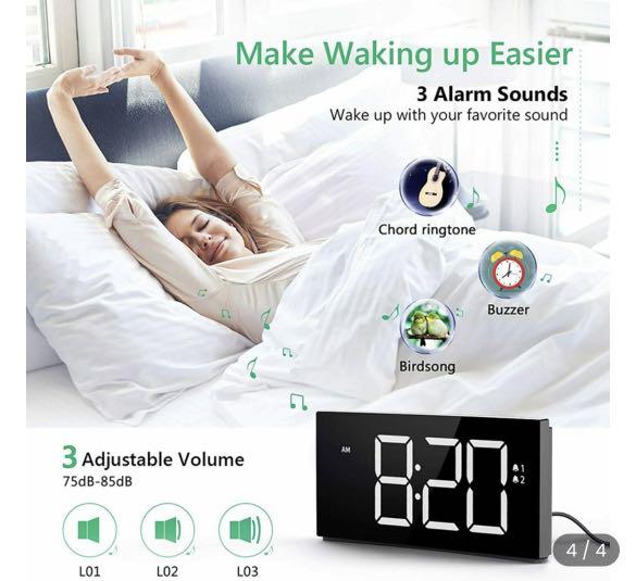 HM250C Curved LED Electronic Alarm clock with Dimmer, Large Number