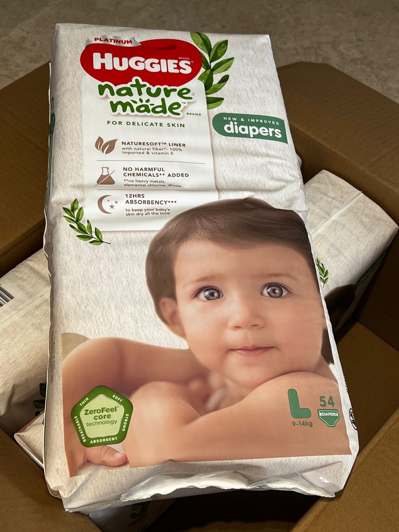 Huggies Diapers (L size) Nature made, Babies & Kids, Bathing & Changing