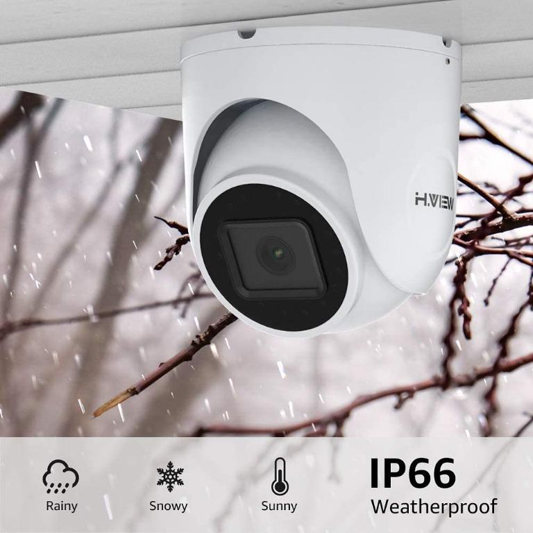 H.VIEW 5MP IP Camera with 2.8mm Lens Super HD Dome POE Outdoor Camera Audio H.265 Motion Detection Smart IR Easy Setup Easy Install