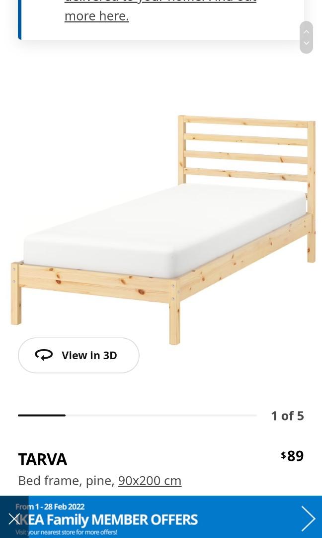 Ikea Tarva single bed frame, Furniture & Home Living, Furniture, Bed Frames & Mattresses on