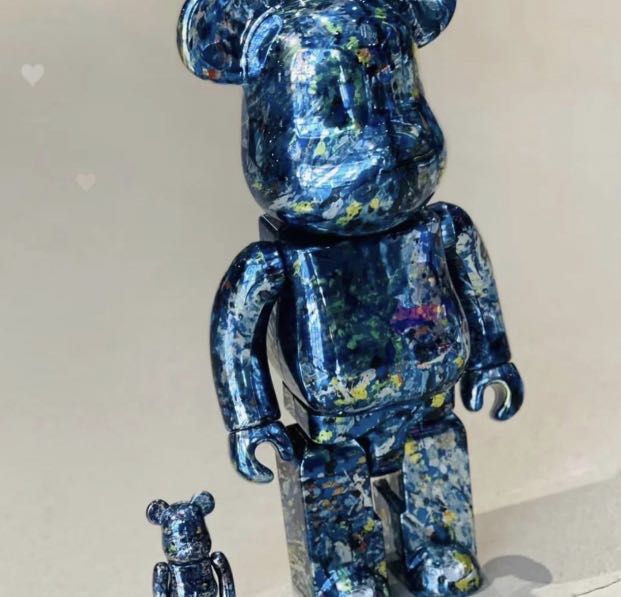 [Instock] Bearbrick Jackson Pollock Chrome 400% + 100%, Hobbies