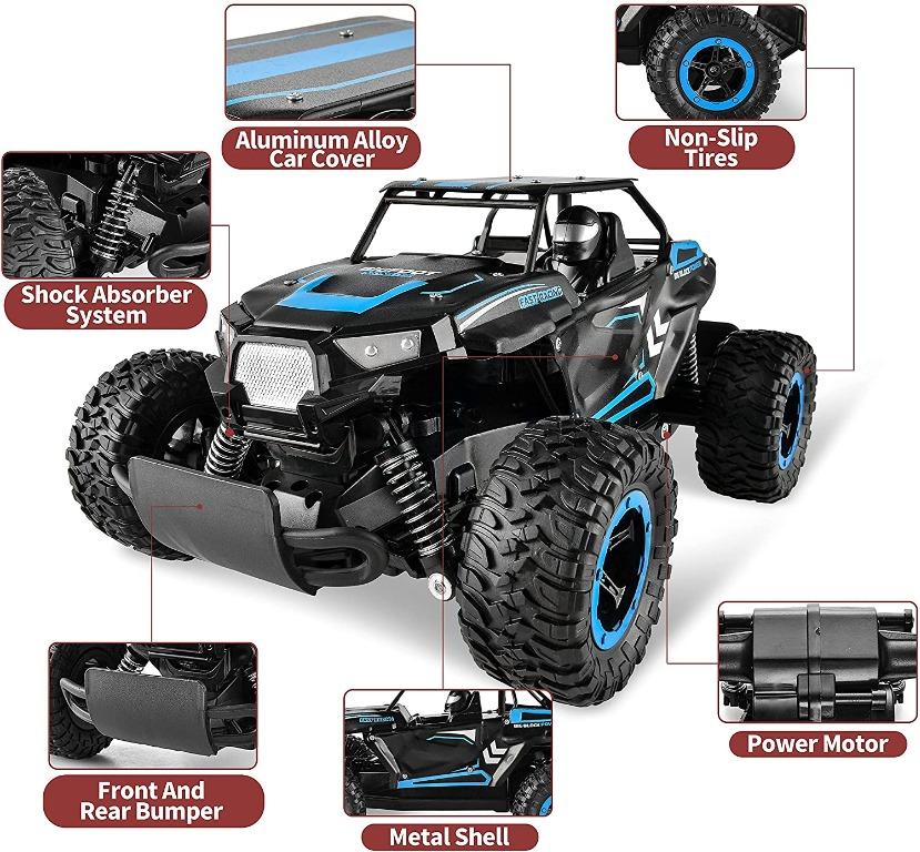 1:16 Scale 4X4 RC Trucks by BEZGAR - All Terrain, Waterproof, High Speed  Electric Remote Control Cars with Upgrade Chassis and Two Batteries