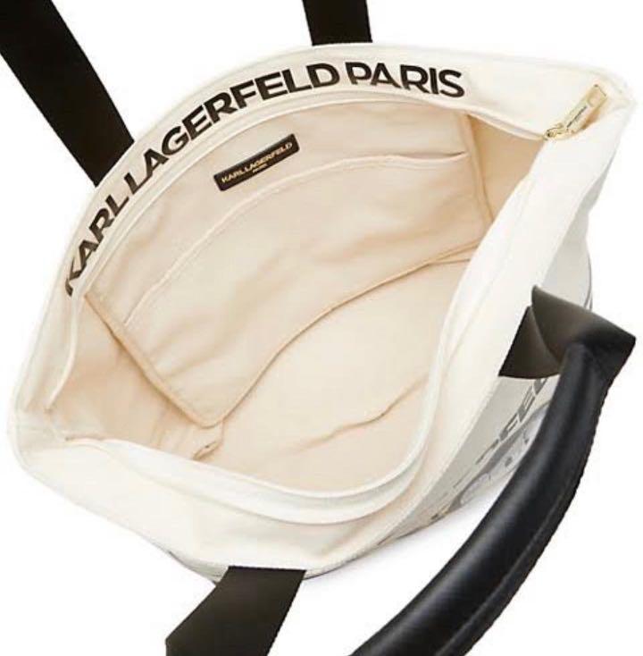 Karl Lagerfeld Paris (Category: Luxury Bags & Wallets) located in Del Monte. Submitted by loryelletee (Listing ID 1144751639, Image 2). Description: Karl Lagerfeld Paris Kristen Tote Bag Brand new with tag 100% Authentic Fresh from U.S On Hand Php 3,000 CANVAS • TOP ZIPPER CLOSURE • SILVER HARDWEAR • ONE INTERIOR SLIP POCKET • DOUBLE TOP HANDLE • 9" HANDLE DROP • 13.5X14X6 • WIPE CLEAN • IMPORTED.