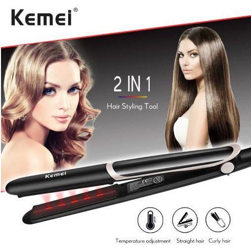 Kemei 2 in 1 Infrared Hair Straightener and Curler