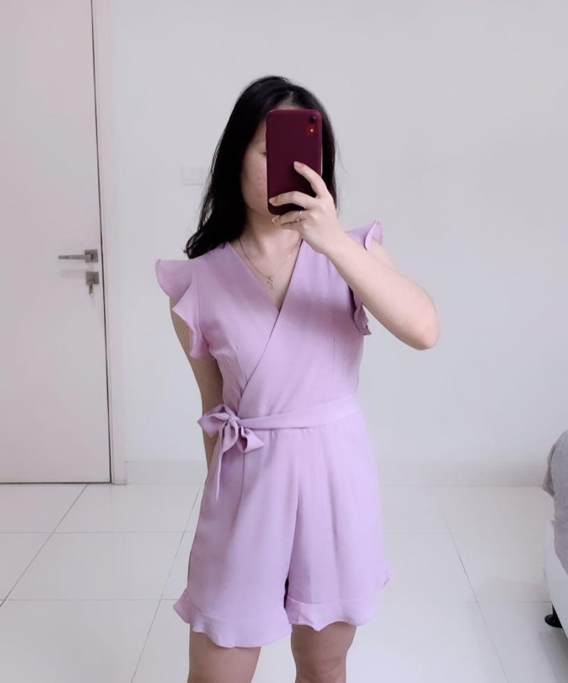 Lilac jumpsuit, Fesyen Wanita, Pakaian 