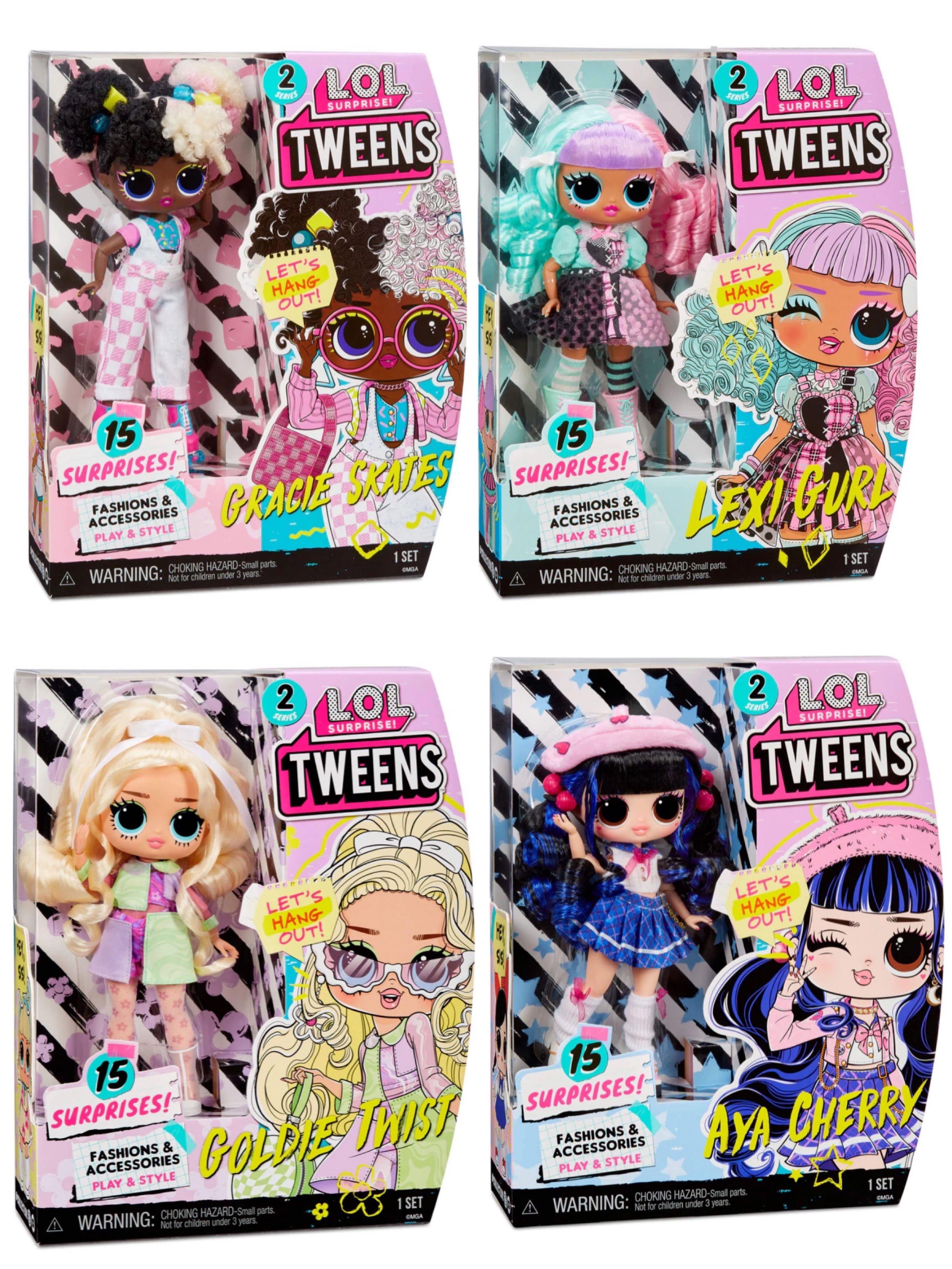 LOL Surprise Tweens series 2 dolls: Gracie Skates, Aya Cherry, Lexi Gurl  and Goldie Twist 