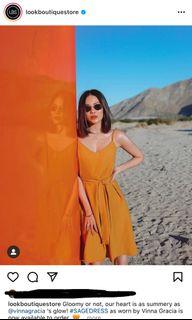 (LOOKBOUTIQUE) mustard mididress with ribbon