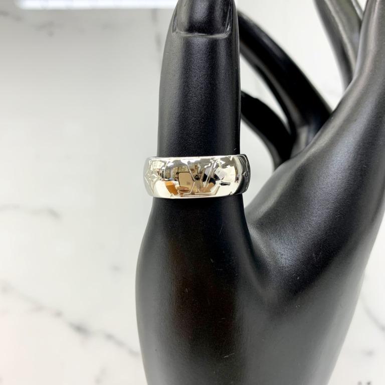 Pre-Owned Louis Vuitton monogram ring M62485 silver metal men's